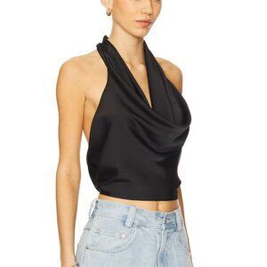 WeWoreWhat Satin Halter Cowl Neck Top